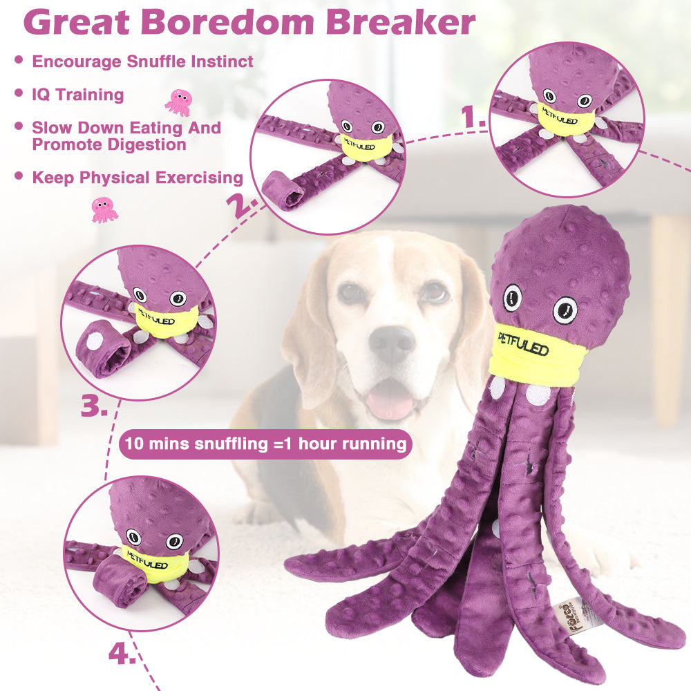 Dog Snuffle Toy Dog Plush Octopus Toys, Dog Puzzle Games Interactive Puppy Toys Chew Toys Slow Feeding Games