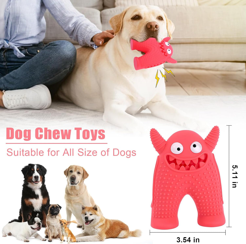 Squeaky Dog Toys For Aggressive Chewers,Durable Interactive Dog Chew Toy For Small Dogs,Natural Rubber Teeth Cleaning Puppy Treat Toys